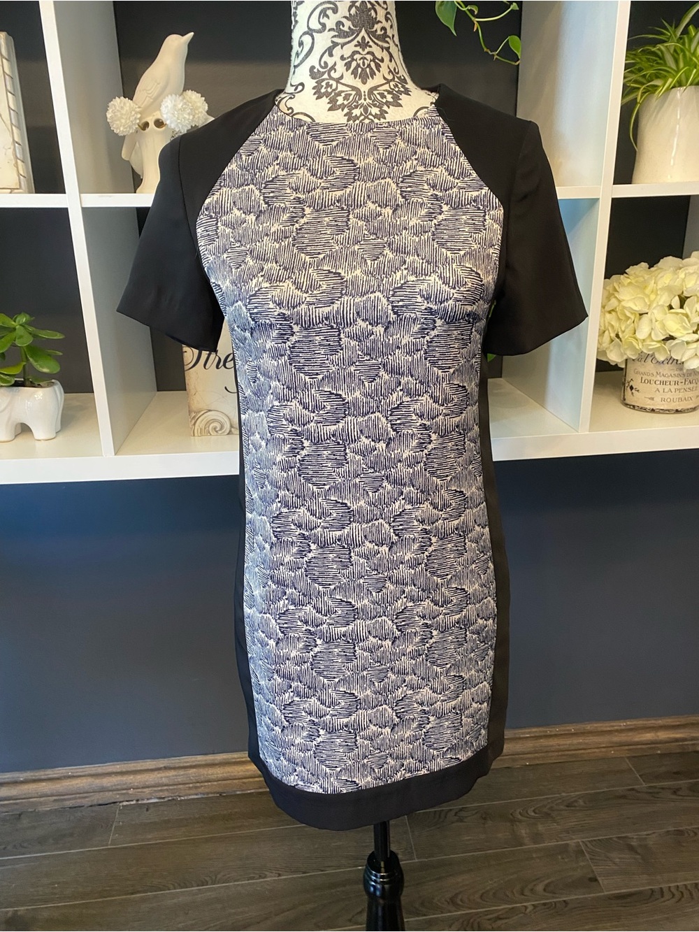 Pink Martini Black Shift Dress with Patterned Front